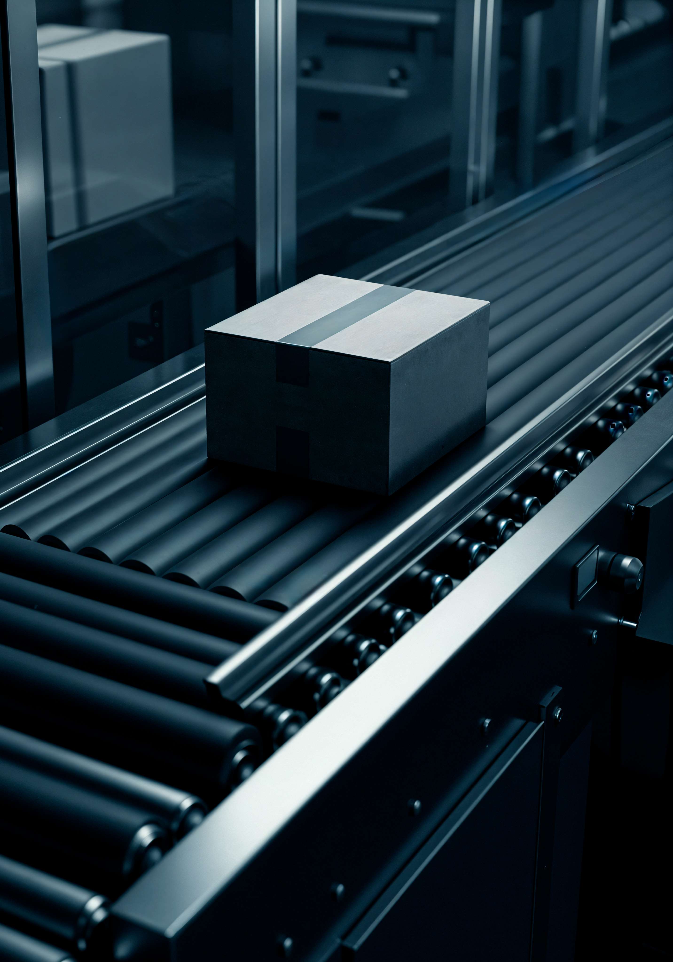Three construction workers wearing helmets and safety vests discussing plans at a construction site with scaffolding in the background